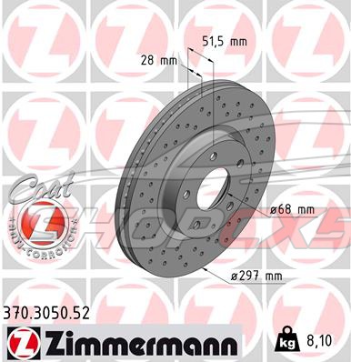 Диск тормозной передний Mazda CX-5 (2011-2015) Zimmermann с перфорацией 1шт Mazda CX-5 Shop - авто запчасти, расходные материалы и аксессуары для Mazda CX-5 | shopcx5.ru