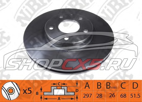 Диск тормозной передний Mazda СХ-5 (2011-2015) NIBK 1шт Mazda CX-5 Shop - авто запчасти, расходные материалы и аксессуары для Mazda CX-5 | shopcx5.ru